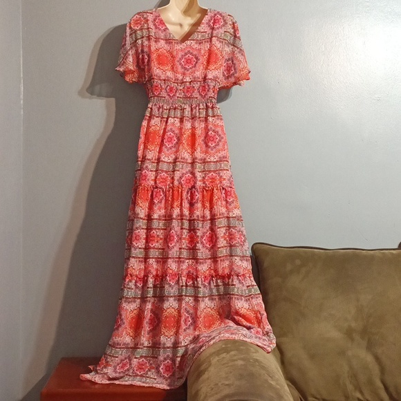 Rabbit, Rabbit, Rabbit designs women's multi color pink maxi dress - Picture 16 of 17